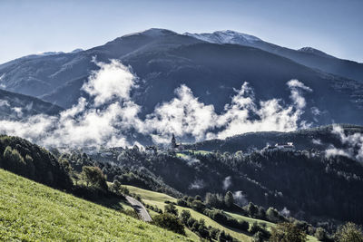 Scenic view of mountains against clear sky