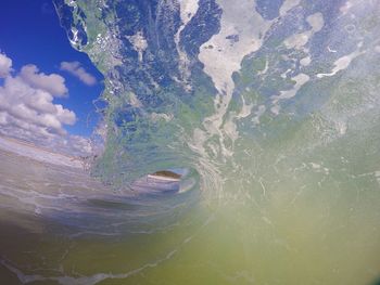 Aerial view of sea against sky