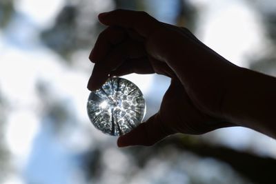 Close-up of hand holding umbrella