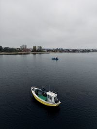 Boats in sea against sky