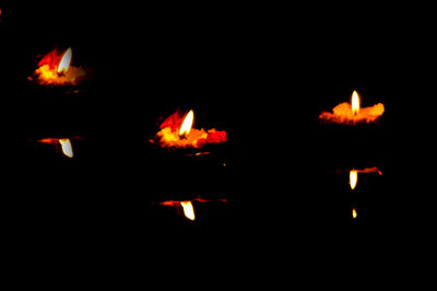 Close-up of fire in the dark