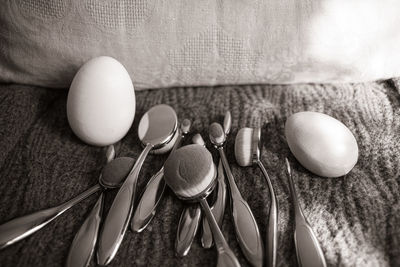 Close-up of eggs on table