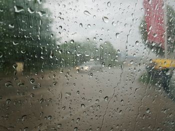 Close-up of water drops on glass