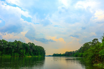 Scenic view of lake against sky