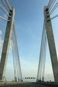 Low angle view of suspension bridge