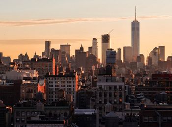 View of cityscape at sunset