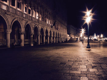 Illuminated building at night