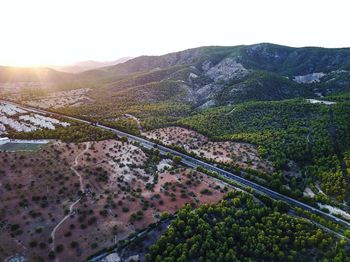 Scenic view of mountains against clear sky