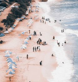 High angle view of people at beach