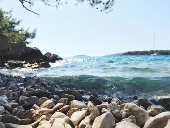Scenic view of sea against clear sky