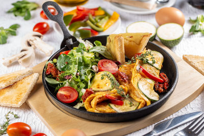 Close-up of food in plate on table