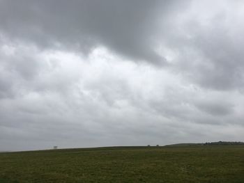 Scenic view of field against cloudy sky