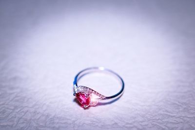 Close-up of ring on crumpled paper