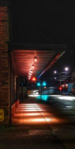 Illuminated road at night