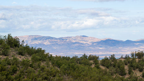 Scenic view of mountains against sky