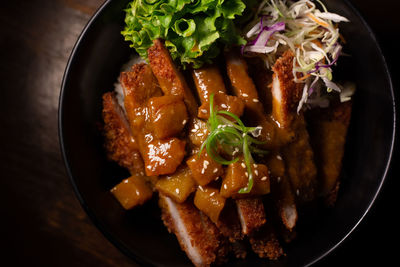 High angle view of meal served in plate