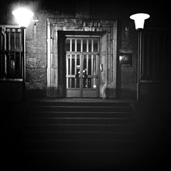 Interior of building at night