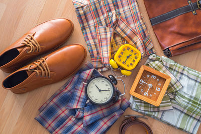 Directly above shot of personal accessories on table