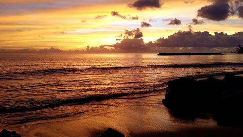 Scenic view of sea at sunset