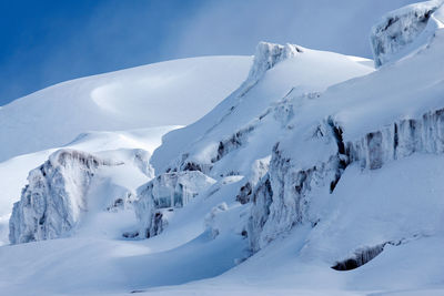 Snow and ice on cotopaxi volcano, ecuador