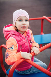 Portrait of cute girl outdoors