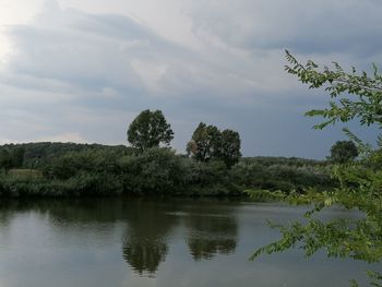 Scenic view of lake against sky