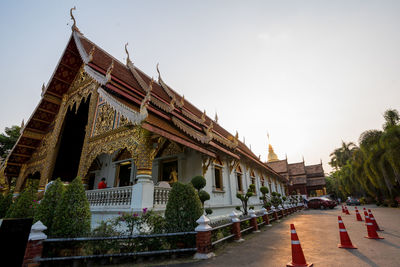 Exterior of temple against clear sky