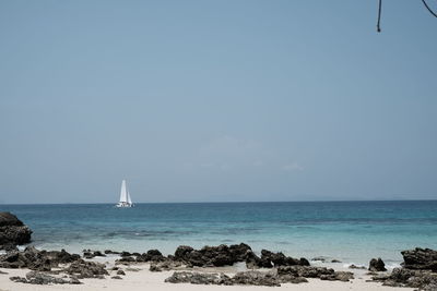 Scenic view of sea against clear sky