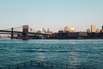 View of city skyline against clear sky