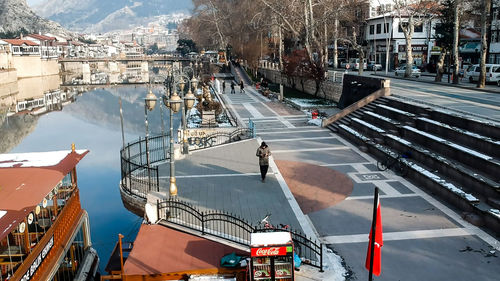 High angle view of city street