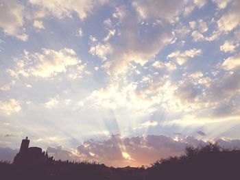 Low angle view of silhouette trees against sky during sunset