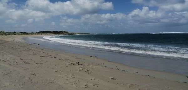 Scenic view of beach against sky