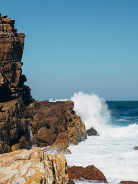 Scenic view of sea against clear sky