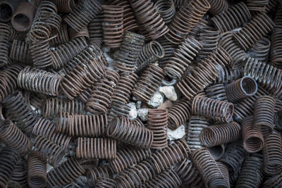 Full frame shot of rusty coiled springs