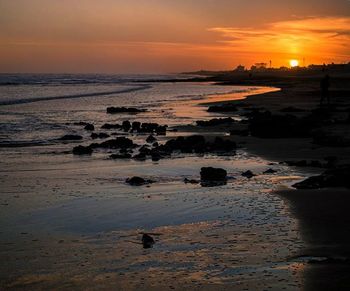 Scenic view of sea at sunset