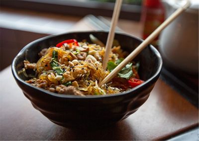 Close-up of food in bowl on table