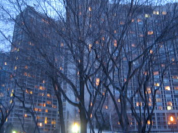 Low angle view of illuminated building at night
