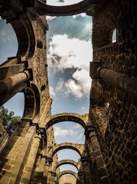 Low angle view of old building against sky