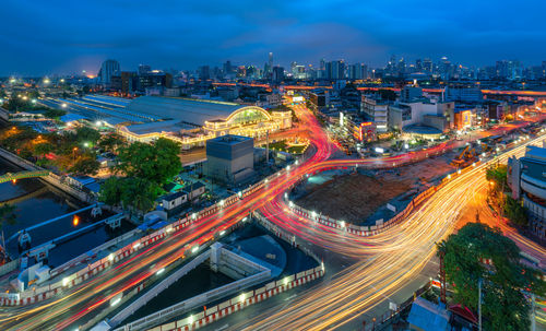 High angle view of traffic on city street