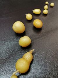 High angle view of fruits on table