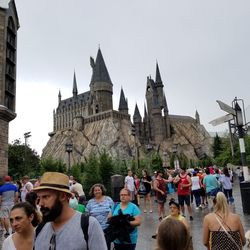 Group of people in front of historical building