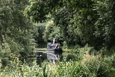 Passenger craft on river at smestow valley local nature reserve