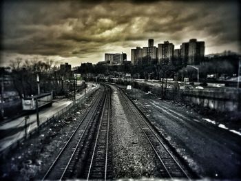 Railroad tracks in city