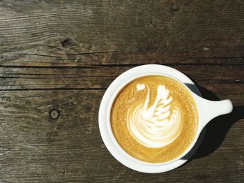 Directly above shot of cappuccino on table