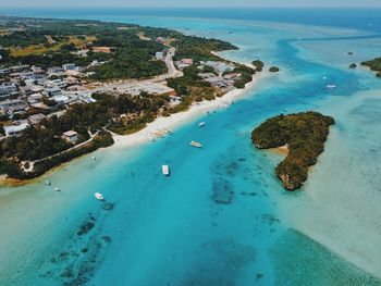 Aerial view of sea against sky