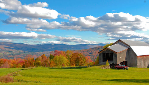 Scenic view of landscape against cloudy sky