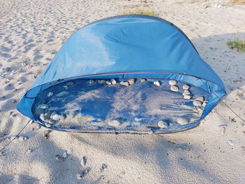 High angle view of ice on beach