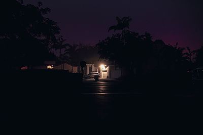 Illuminated street light at night