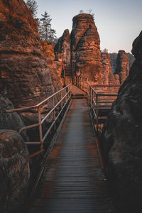 Sunset, bastei, rocks, fog, saxony, sun.