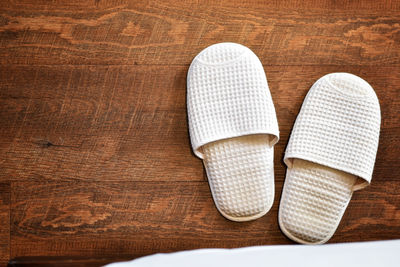 High angle view of shoes on table